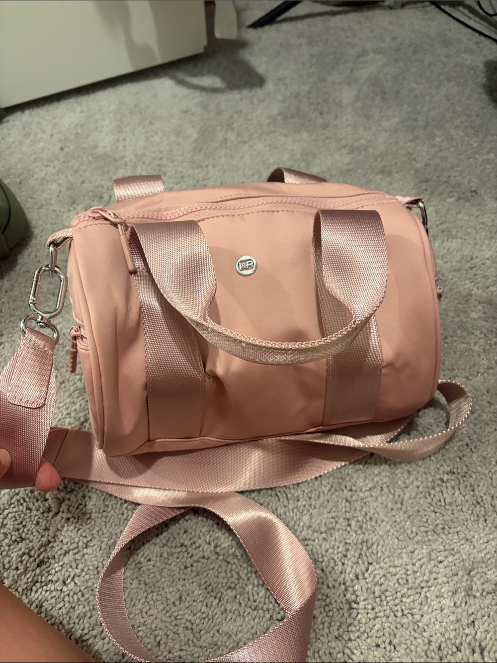Blush Pink Mini Duffel Shoulder Bag with Detachable Strap